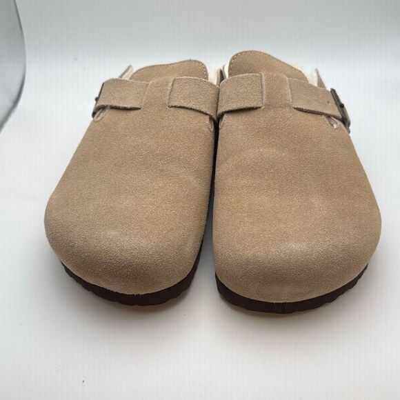 CUSHIONAIRE Women's Hana Cork footbedโclog SIZE 8.5 WIDE TAUPE PREOWNED GREAT CO - Picture 2 of 7